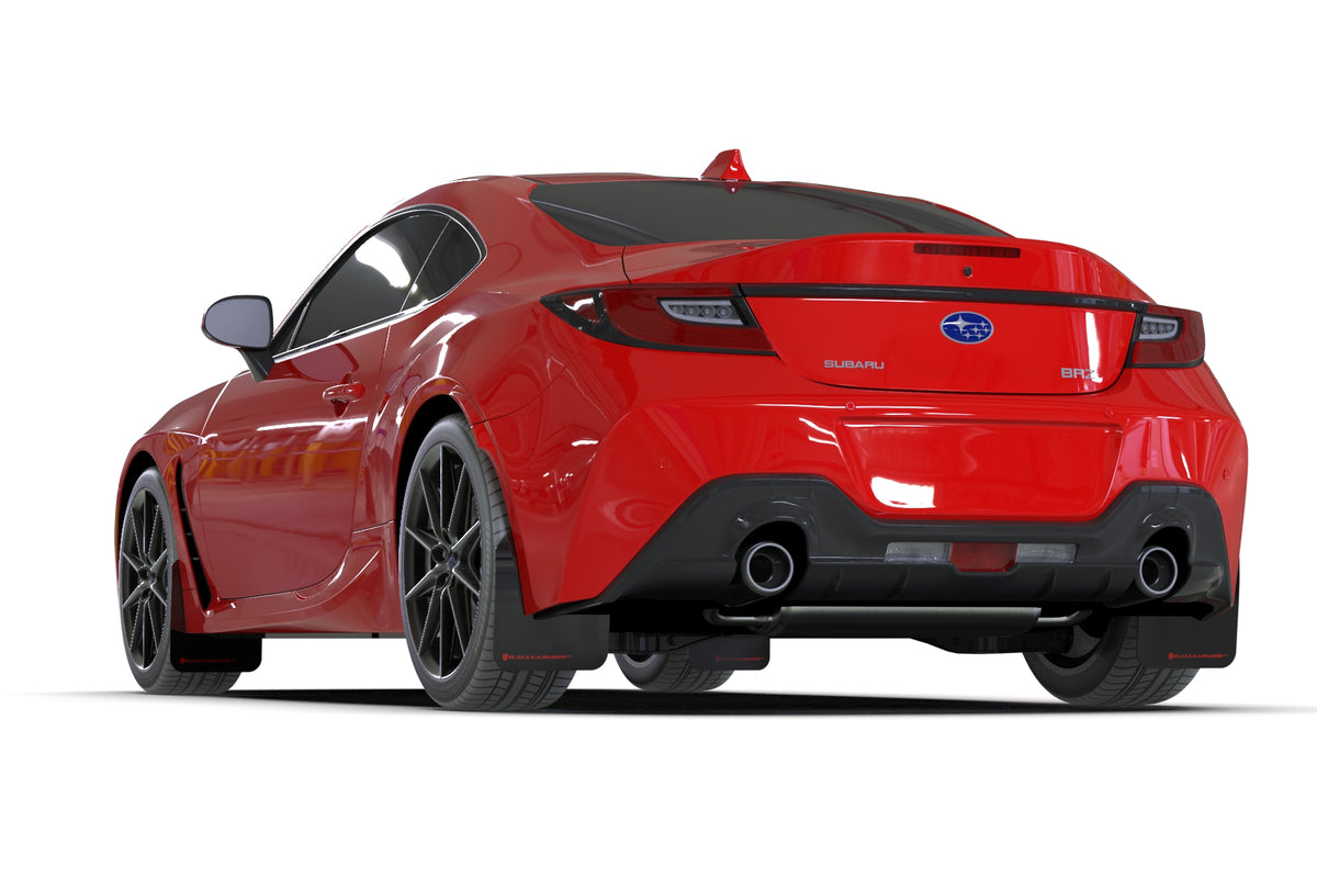 Rally Armor 2022+ Subaru BRZ / 2022+ Toyota GR86 Black UR Mud Flap w/ Dark Grey Logo - MF99-UR-BLK-DGRY