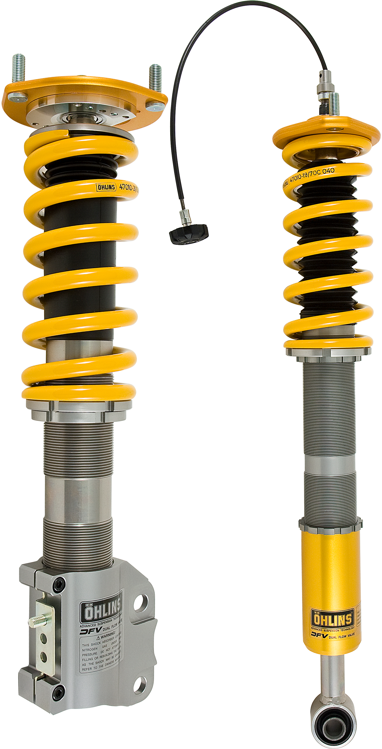 Ohlins 07-15 Mitsubishi EVO X (CZ4A) Road & Track Coilover System - MIS MI10S1 for 2008-2015 Mitsubishi Lancer - front view