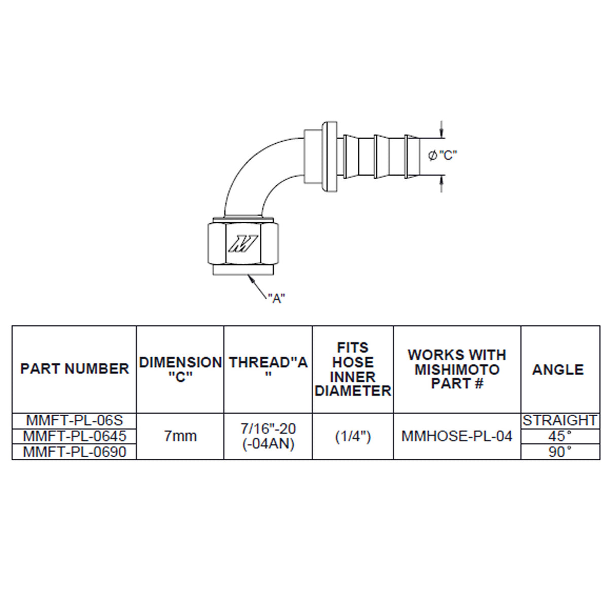 Mishimoto 45 Degree Push Lock Fitting - 4AN - MMFT-PL-445 by Mishimoto - angle view