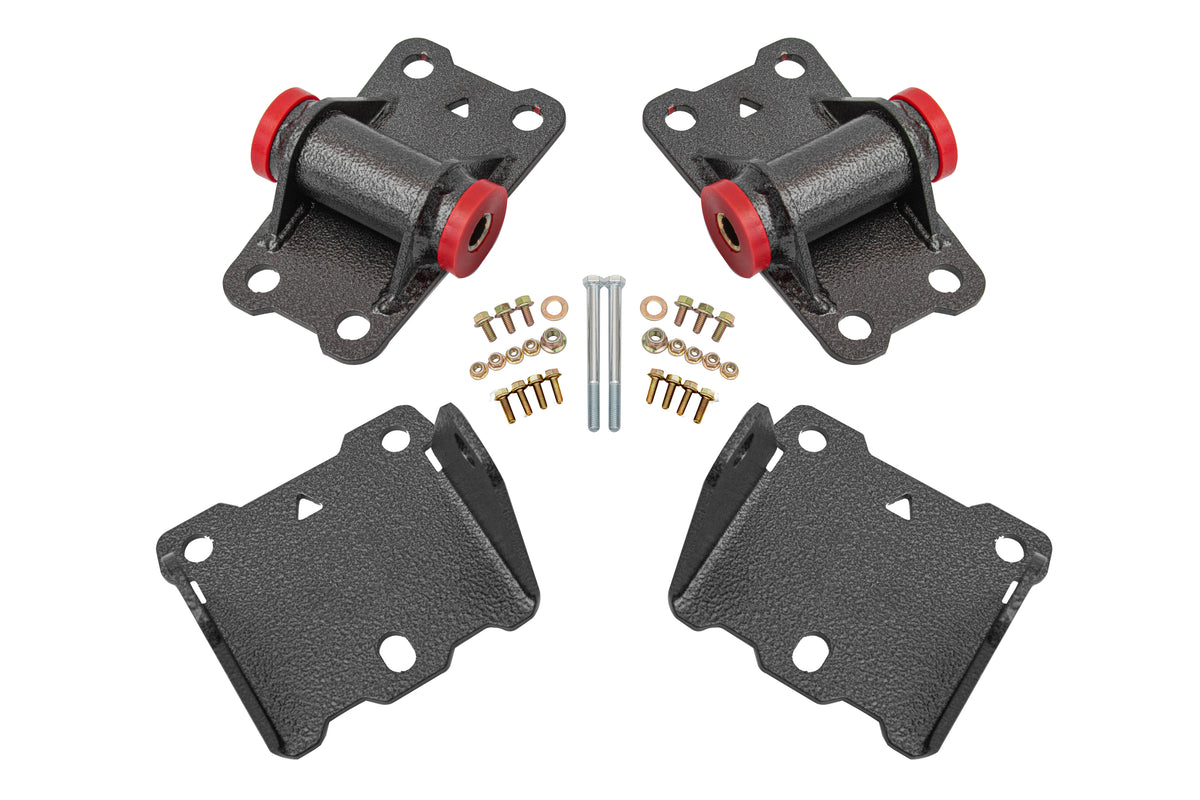 BMR 78-87 G-Body Motor Mount Kit Upper & Lower Poly - Black Hammertone - MM460H