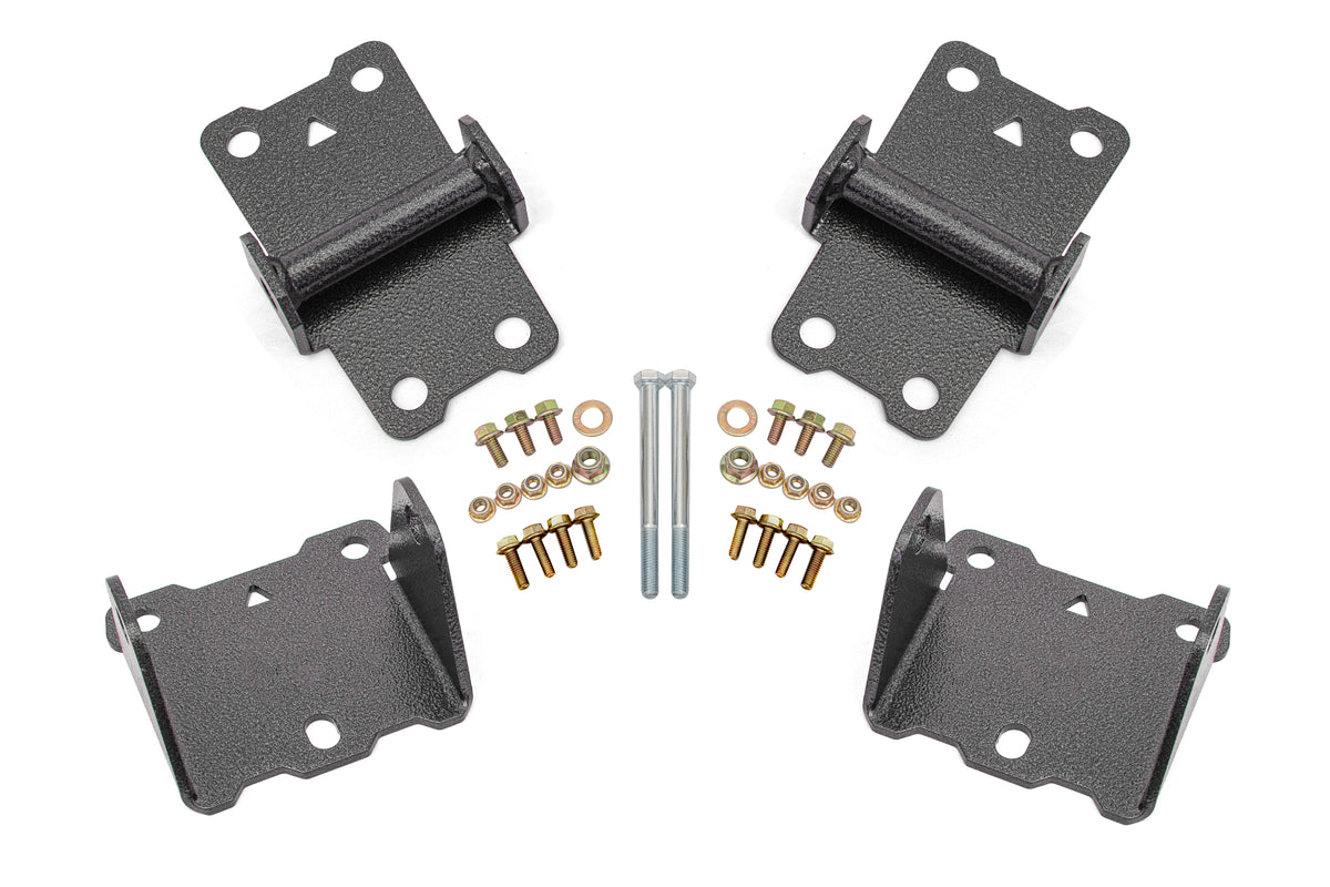 BMR 78-87 G-Body Motor Mount Kit Upper & Lower Solid - Black Hammertone - MM461H