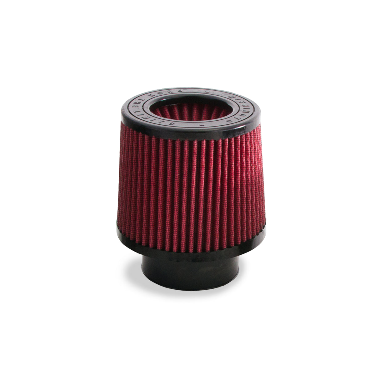Mishimoto Air Filter w/ Molded Logo Red Oil 8 Layer Cotton w/ Worm Gear Clamp - MMAF-3505 by Mishimoto - angle view
