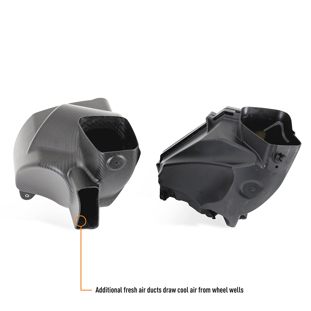 Mishimoto 2021+ BMW G8X M2/M3/M4 Performance Intake Carbon Fiber Matte - MMAI-G80-21CFM for 1984-1993 BMW 3 Series - angle vi