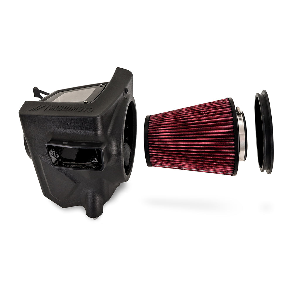 Mishimoto 21+ Bronco 2.7L Intake/Snorkel Bundle - Oiled Filter - MMB-BR27-21 for 2021-2026 Ford Bronco - angle view