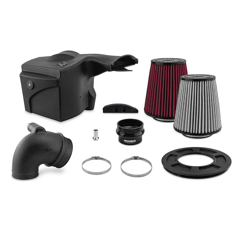 Mishimoto 2019+ Ford Ranger 2.3L Intake/Snorkel Bundle - Oiled Filter - MMB-RGR-19 for 2019-2023 Ford Ranger - angle view