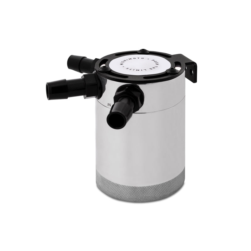 Mishimoto Compact Baffled Oil Catch Can - 3-Port - Polished - MMBCC-CBTHR-P by Mishimoto - angle view