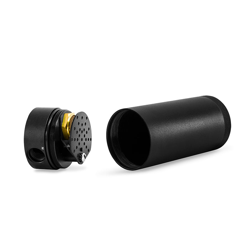 Mishimoto 2-Port Universal XL Baffled Catch Can - Black - MMBCC-CBTWO-XLBK by Mishimoto - close-up