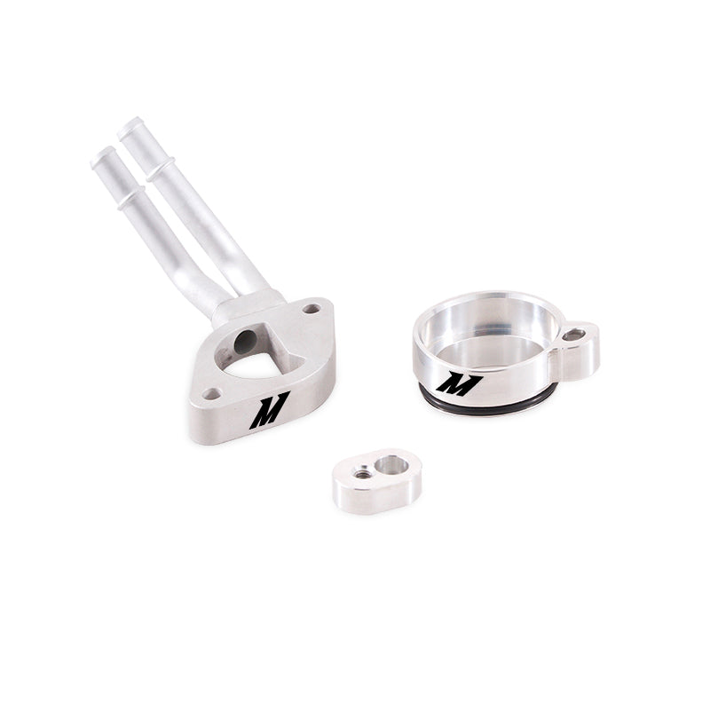 Mishimoto 11-16 Ford 6.7L Powerstroke Baffled Oil Catch Can Kit - MMBCC-F2D-11BE for 2011-2016 Ford F 250 - angle view