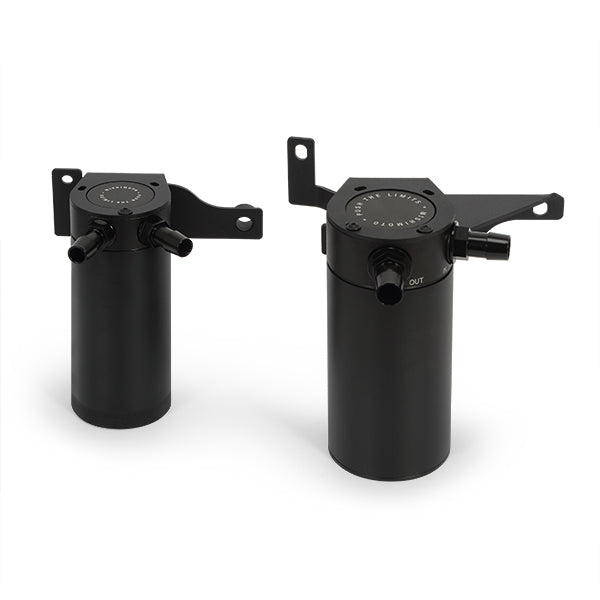 Mishimoto 11-14 Ford F-150 EcoBoost 3.5L Baffled Oil Catch Can Kit - Black - MMBCC-F35T-11SBE for 2011-2014 Ford F 150 - angl