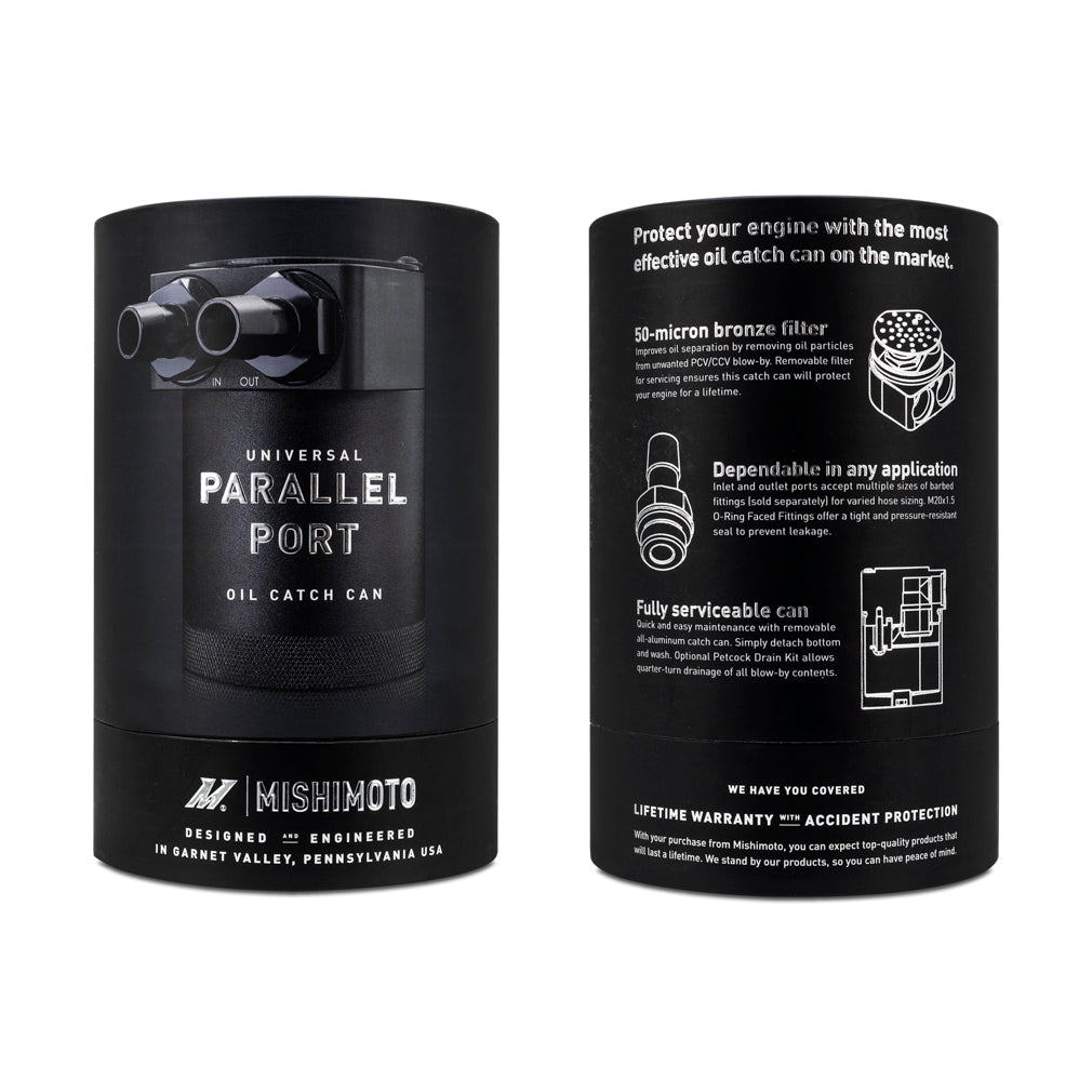 Mishimoto Parallel Port Universal Baffled Oil Catch Can - MMBCC-PPTWO by Mishimoto - close-up