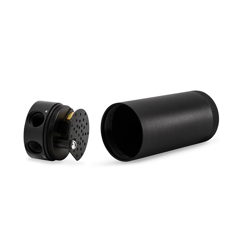 Mishimoto 2009+ Dodge Ram 5.7L Baffled Oil Catch Can Kit - Black - MMBCC-RAM-09PBE2 for 2009-2010 Dodge Ram 1500 - angle view