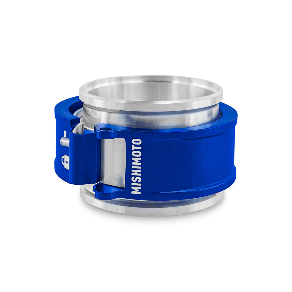 Mishimoto 2.5in Quick Release Clamp Assembly - Blue - MMCLAMP-QD-25BL by Mishimoto - angle view