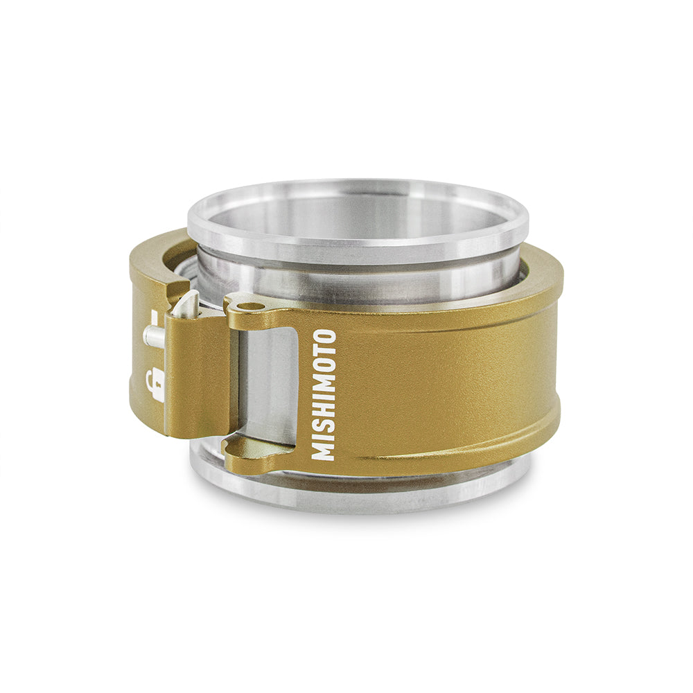 Mishimoto 2.5in Quick Release Clamp Assembly - Gold - MMCLAMP-QD-25GD by Mishimoto - angle view