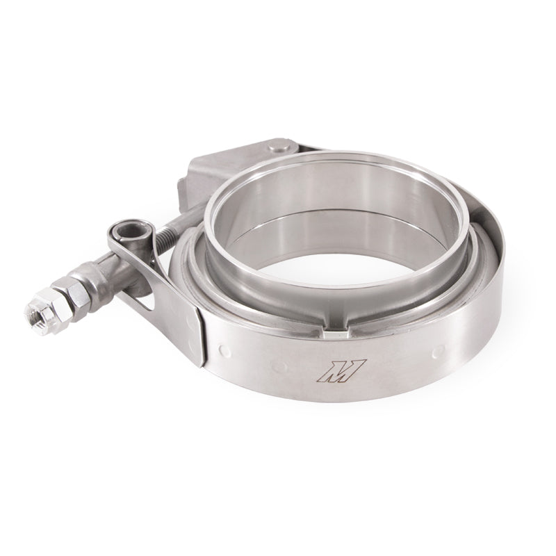 Mishimoto Aluminum V-Band Clamp 4in. (101.6mm) - MMCLAMP-VA-4 for 2015-2021 Subaru WRX - angle view