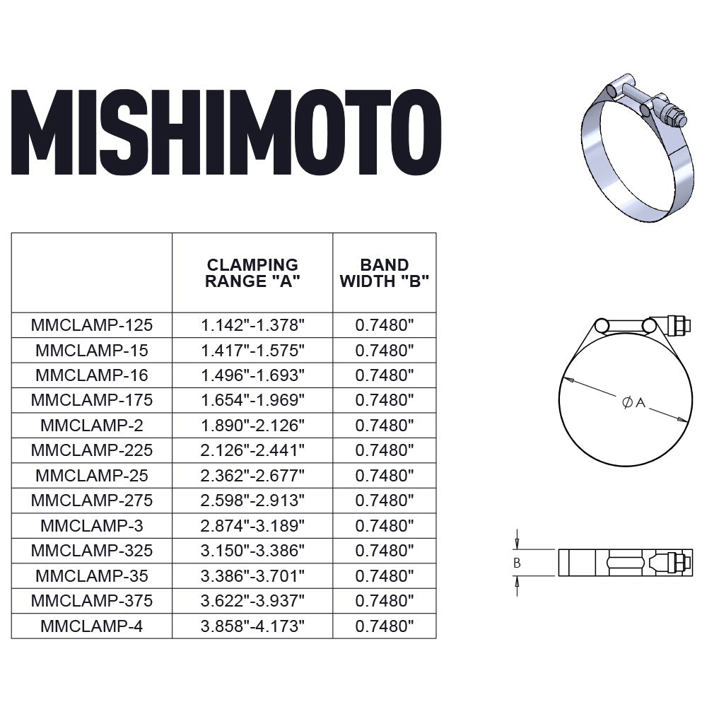Mishimoto 2.5 Inch Stainless Steel T-Bolt Clamps - Gold - MMCLAMP-25GD by Mishimoto - detail view