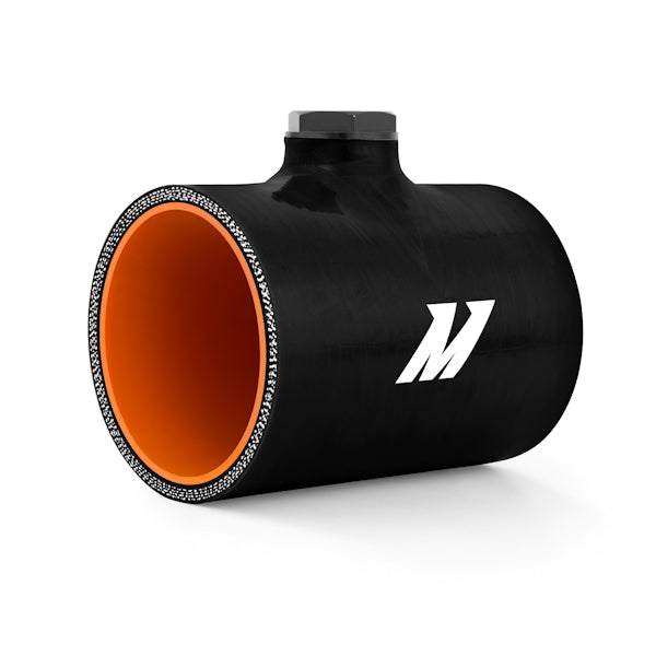 Mishimoto 3.0in Black Silicone Coupler w/ 1/8in NPT Bung - MMCP-30NPTBK by Mishimoto - angle view