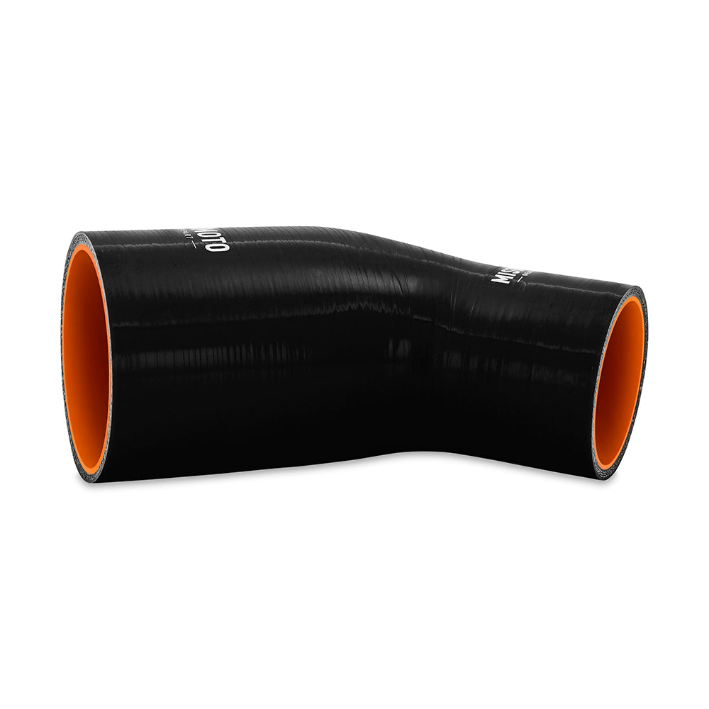 Mishimoto Silicone Reducer Coupler 45 Degree 2.25in to 3in - Black - MMCP-R45-22530BK by Mishimoto - angle view