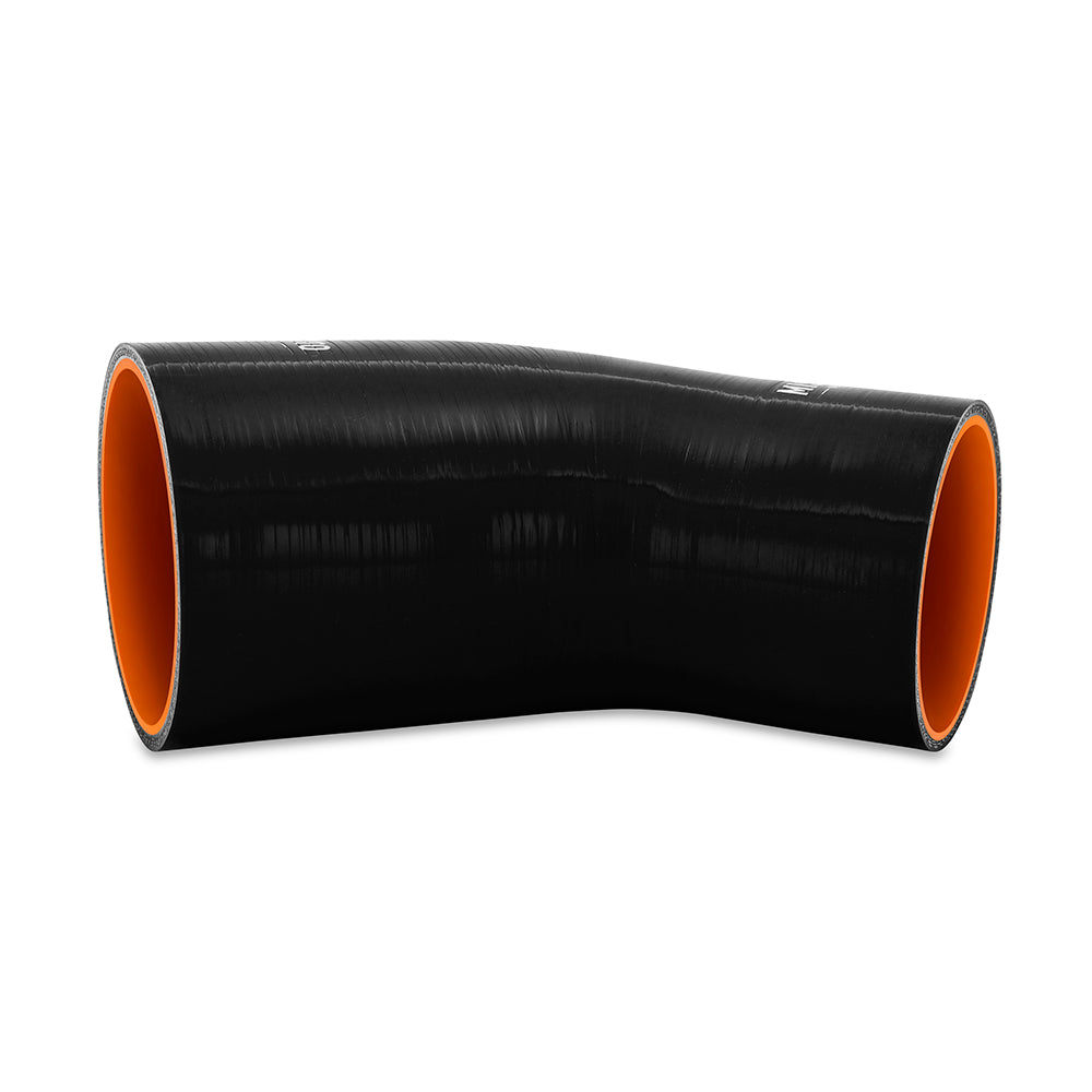 Mishimoto Silicone Reducer Coupler 45 Degree 3in to 3.75in - Black - MMCP-R45-30375BK by Mishimoto - angle view
