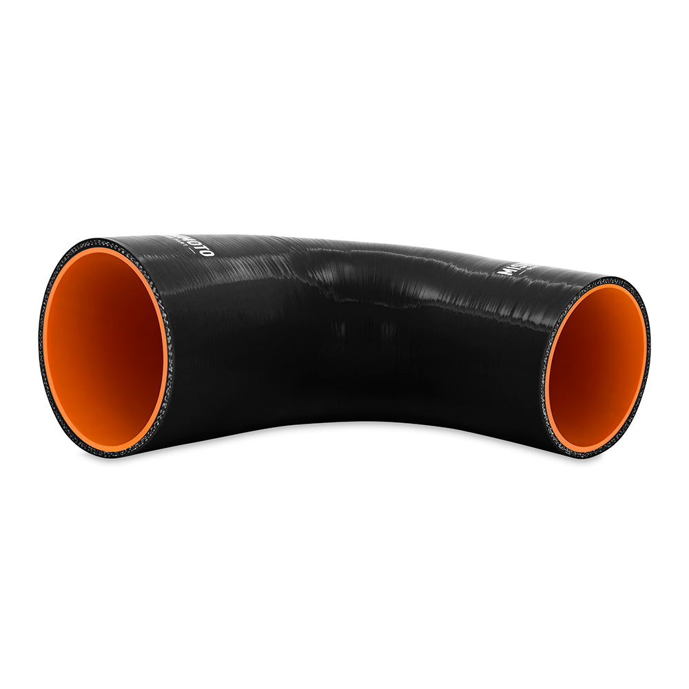 Mishimoto Silicone Reducer Coupler 90 Degree 3in to 4in - Black - MMCP-R90-3040BK by Mishimoto - angle view