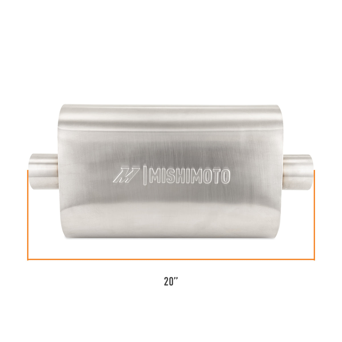 Mishimoto Universal Muffler with 2.5in Center Inlet/Outlet - Brushed - MMEXH-MF-25CCBR by Mishimoto - detail view