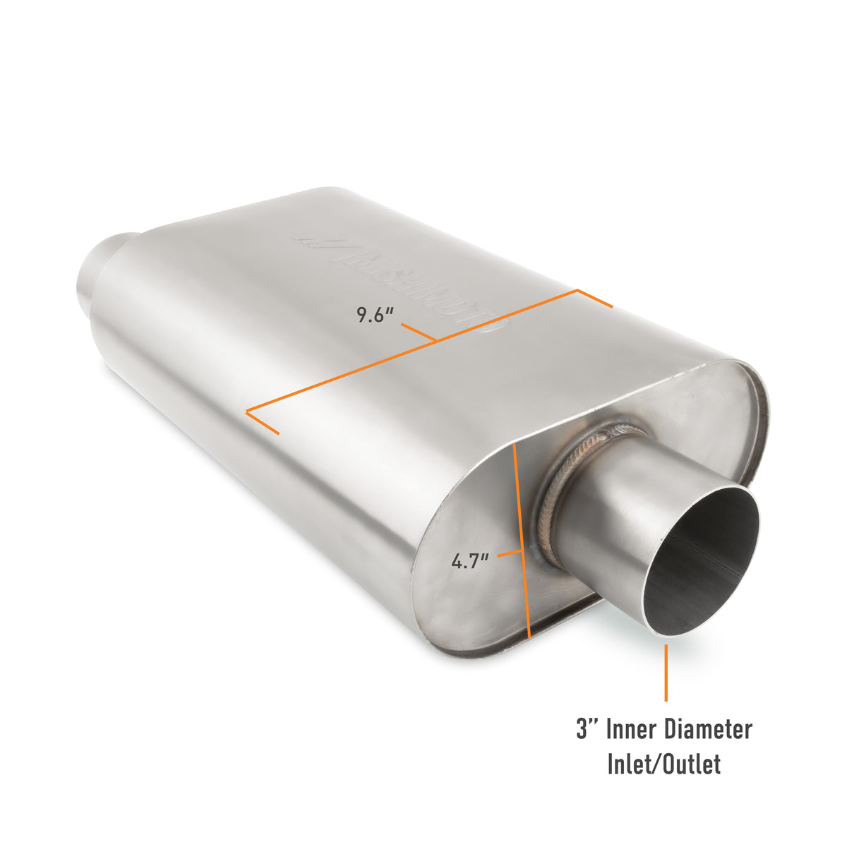 Mishimoto Universal Muffler with 3.0in Offset Inlet/Outlet - Brushed - MMEXH-MF-3COBR by Mishimoto - installed view