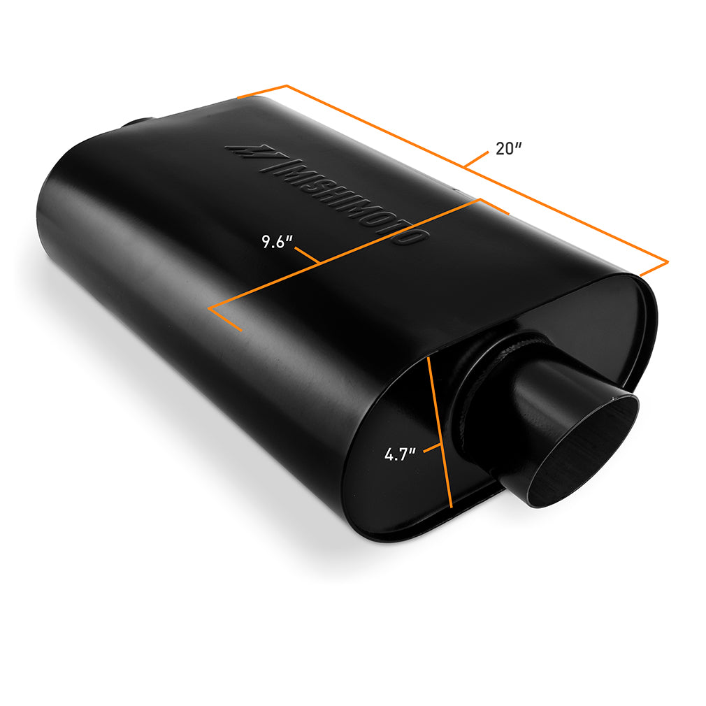 Mishimoto Muffler with 2.5in Center Inlet/Outlet - Angled Tip - Black - MMEXH-MF-AT-25CCBK by Mishimoto - detail view