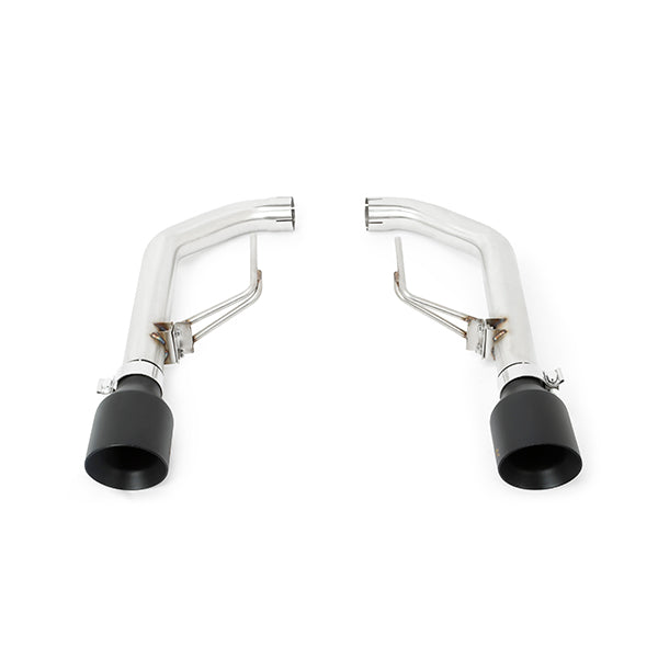 Mishimoto 2015+ Ford Mustang Axleback Exhaust Race w/ Black Tips - MMEXH-MUS8-15ARBK for 2015-2020 Ford Mustang - angle view