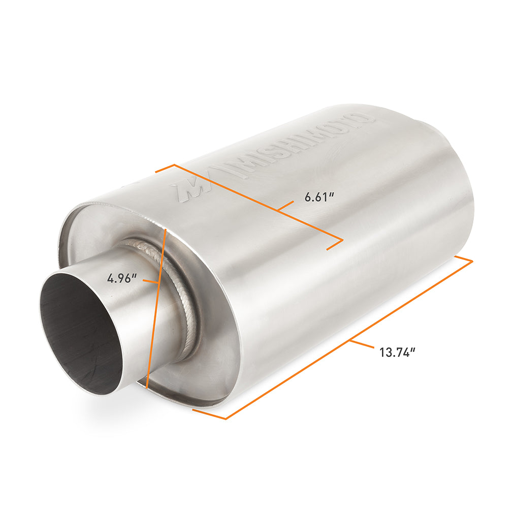 Mishimoto Universal Resonator with 2.5in Inlet/Outlet - Brushed - MMEXH-RES-25BR by Mishimoto - installed view