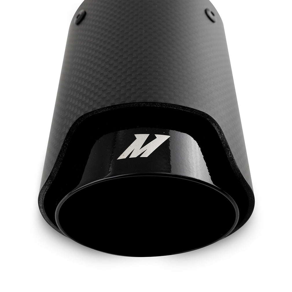 Mishimoto Carbon Fiber Muffler Tip 2.5in Inlet 3.5in Outlet M Black - MMEXH-TIP-CFM25BK by Mishimoto - detail view