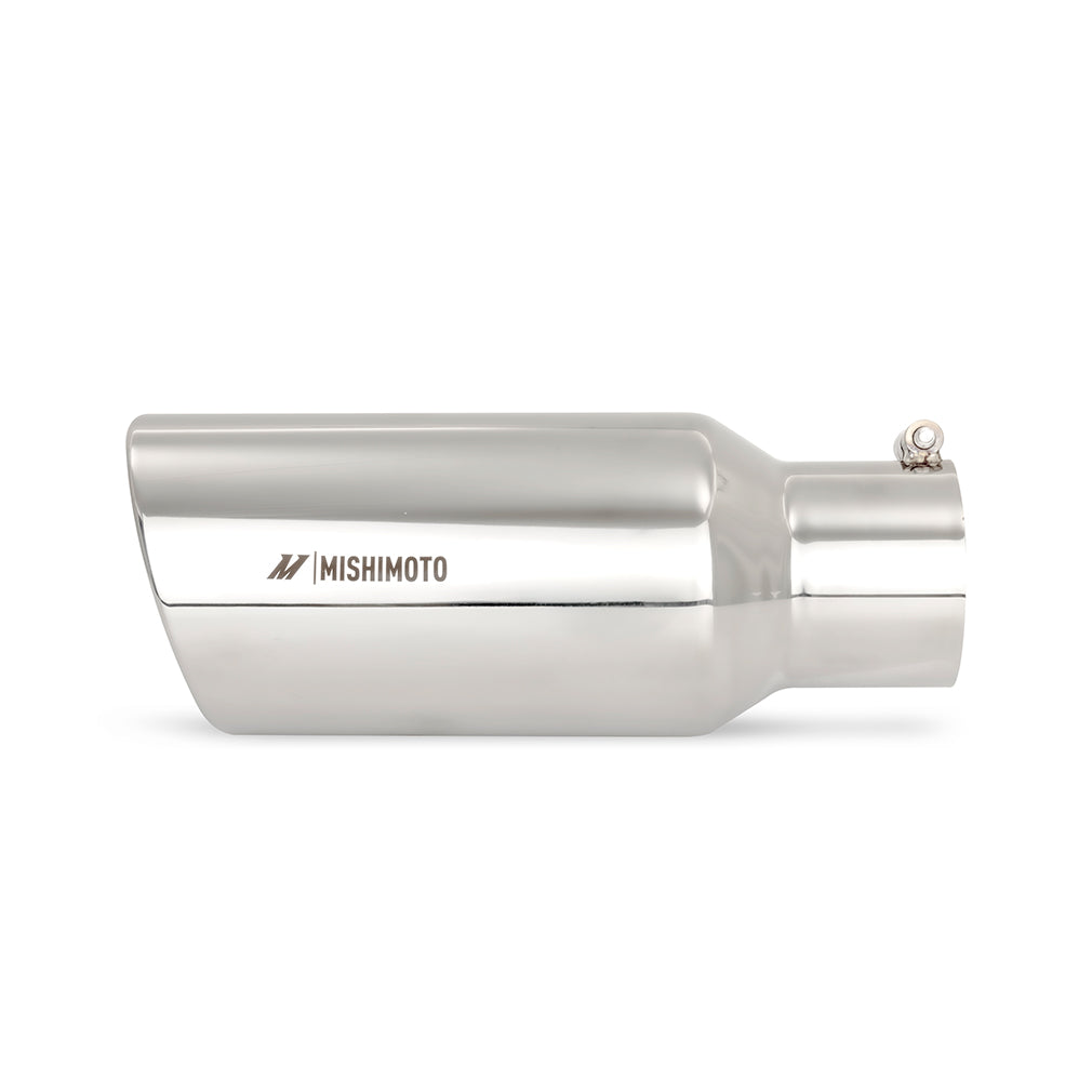 Mishimoto Universal Steel Muffler Tip 5in Inlet 6in Outlet Polished - MMEXH-TIP-DSL56 by Mishimoto - angle view