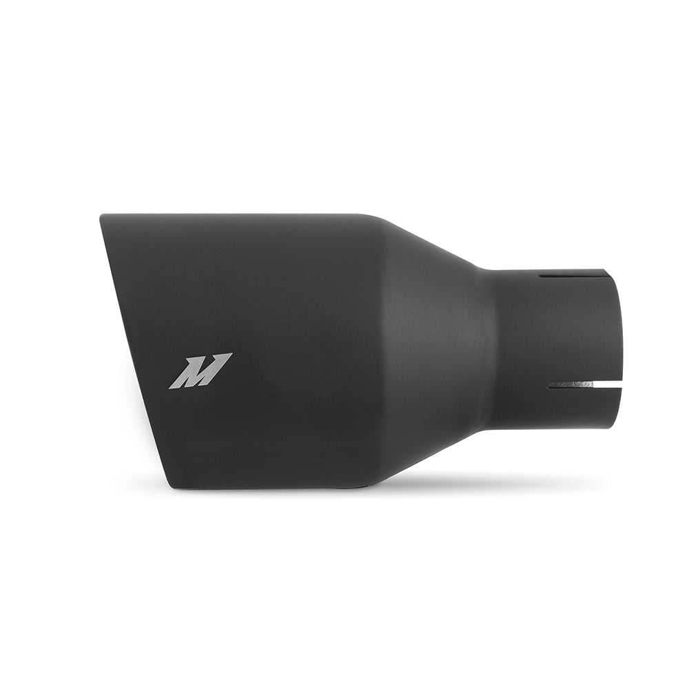 Mishimoto Clamp-on Double Wall Exhaust Tip 2.5 Inlet Slash Cut - MMEXH-TIP-DW25BK by Mishimoto - angle view