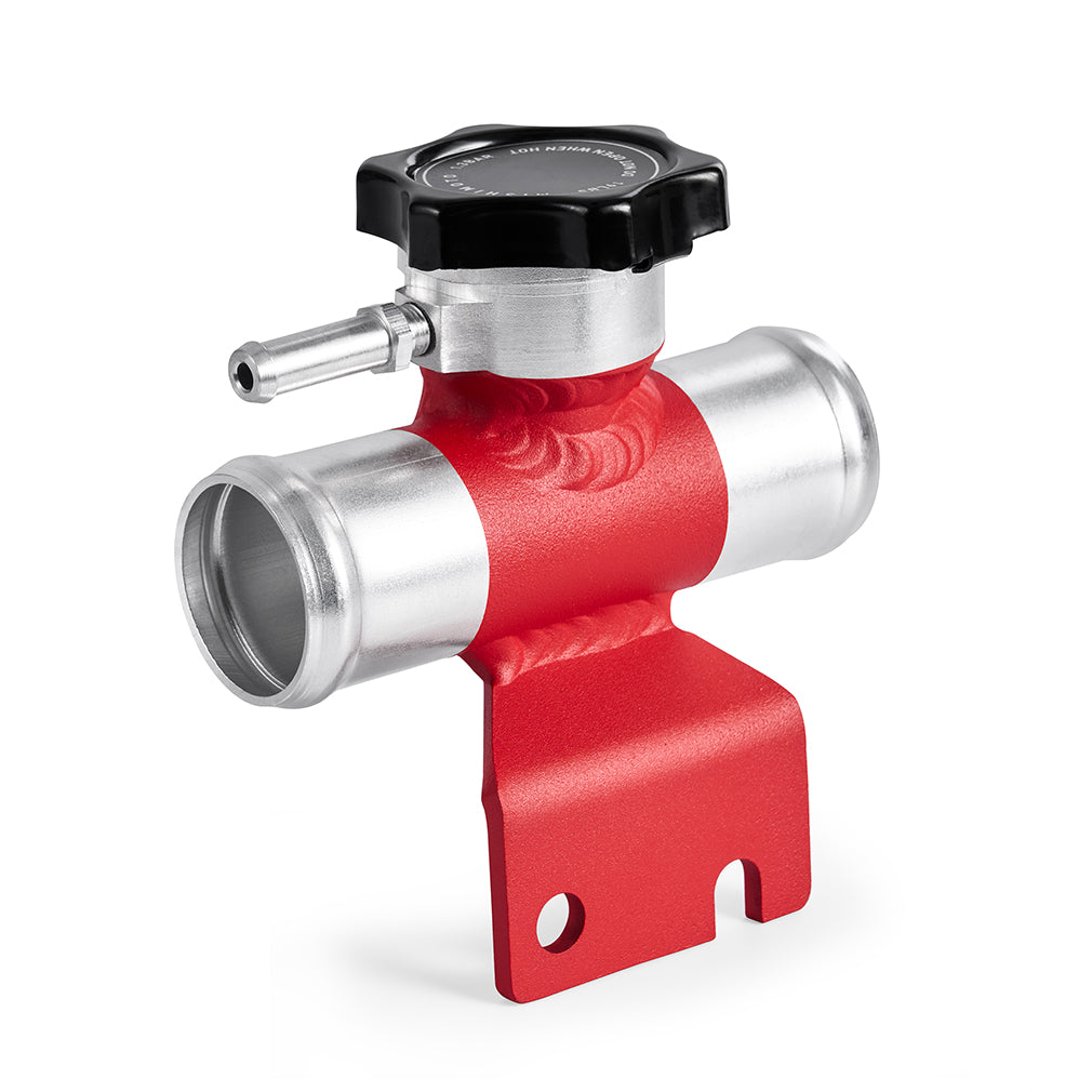 Mishimoto 08-15 Mitsubishi Lancer Evo X Coolant Fill Inlet - Red - MMFN-EVO-RD for 2008-2017 Mitsubishi Lancer - angle view