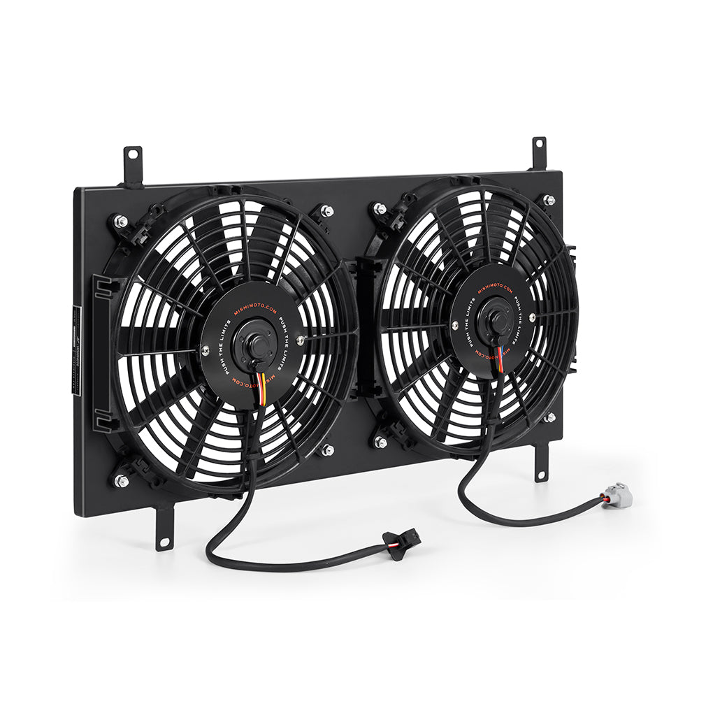 Mishimoto 90-97 Mazda Miata Aluminum Fan Shroud Kit - Black - MMFS-MIA-90BK for 1990-1997 Mazda Miata - angle view