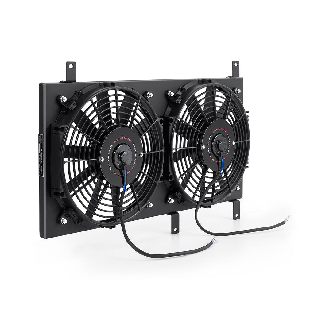 Mishimoto 99-05 Mazda Miata Aluminum Fan Shroud Black - MMFS-MIA-99BK for 1999-2005 Mazda Miata - angle view