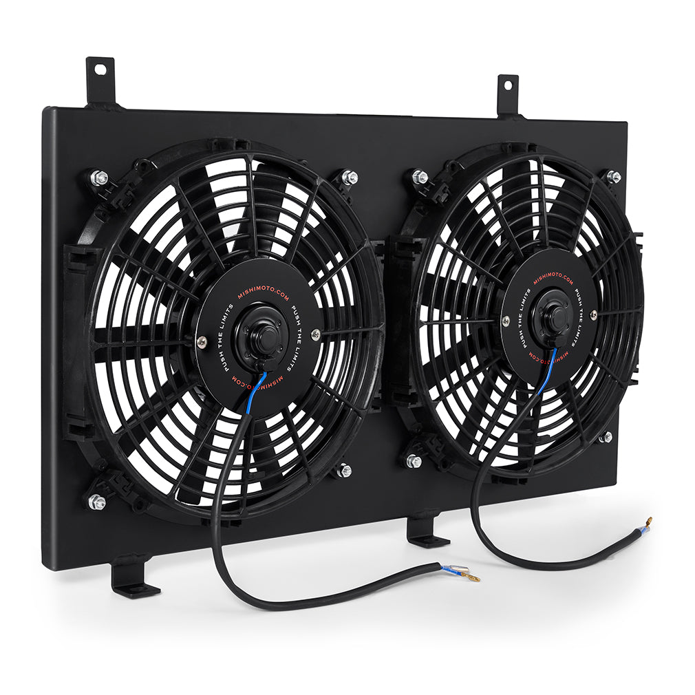 Mishimoto 04-08 Mazda RX8 Aluminum Fan Shroud Black - MMFS-RX8-04BK for 2004-2008 Mazda RX 8 - angle view