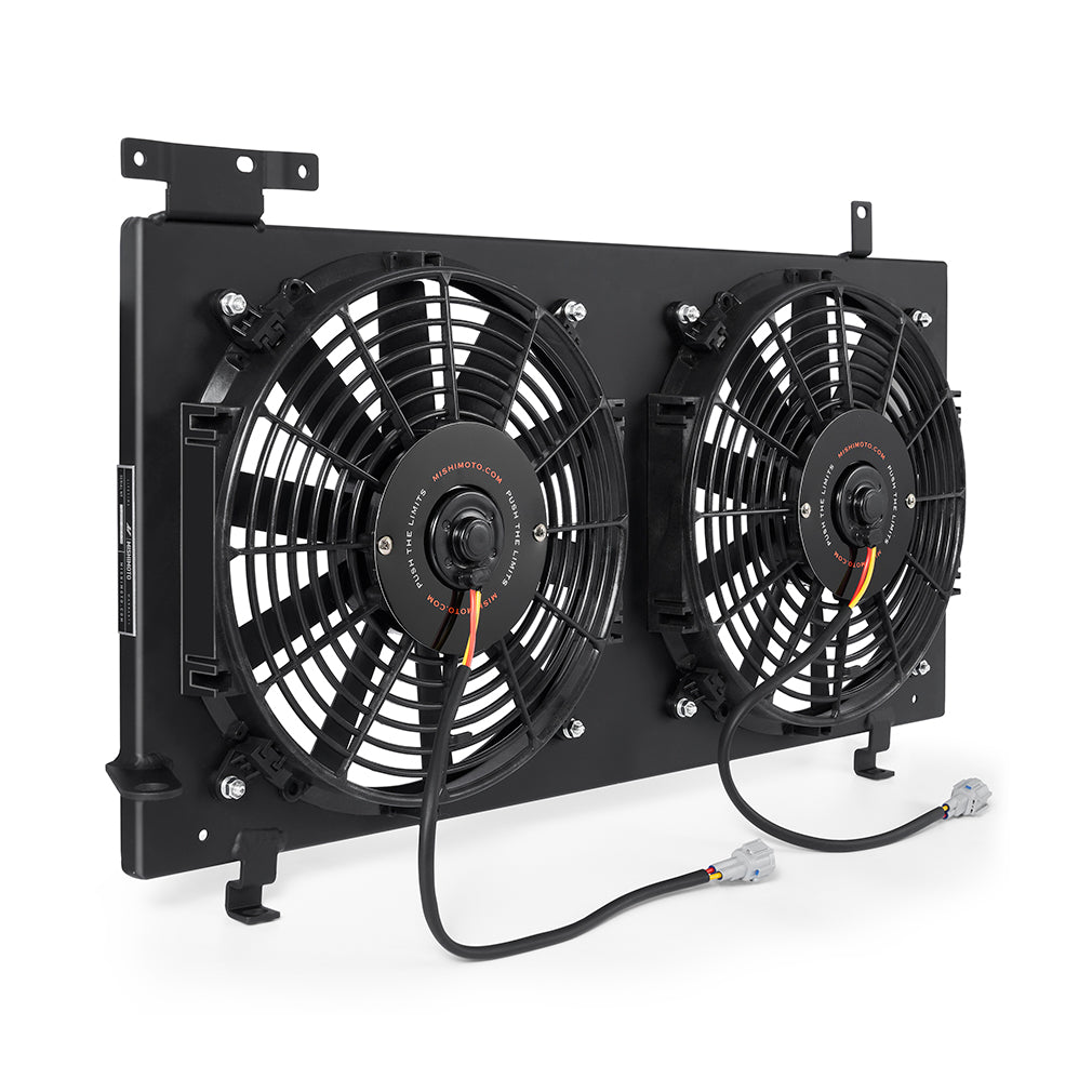 Mishimoto 08+ Subaru WRX/STI PNP Aluminum Fan Shroud Black - MMFS-STI-08PBK for 2008-2014 Subaru Impreza - angle view