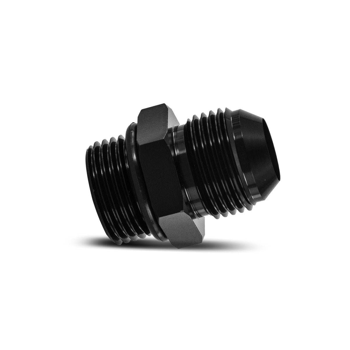 Mishimoto -16ORB to -16AN Aluminum Fitting Black - MMFT-16ORB-16BK by Mishimoto - angle view