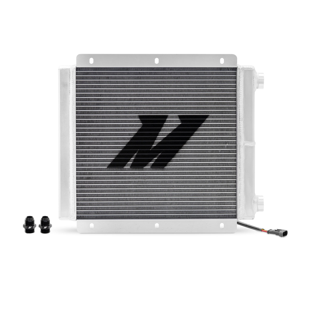 Mishimoto Universal Heat Exchanger Kit - With Integrated 1 x 12in Brushless Fan - MMHE-UNI-BRLS-K by Mishimoto - angle view
