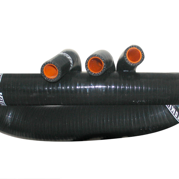 Mishimoto 86-93 Ford Mustang Black Silicone Hose Kit - MMHOSE-MUS-86BK for 1986-1993 Ford Mustang - angle view