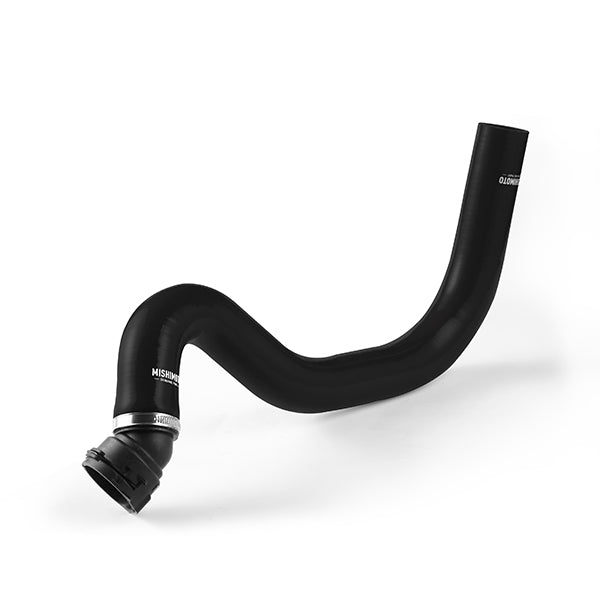 Mishimoto 15+ Ford Mustang GT Black Silicone Upper Radiator Hose - MMHOSE-MUS8-15UBK for 2015-2023 Ford Mustang - angle view