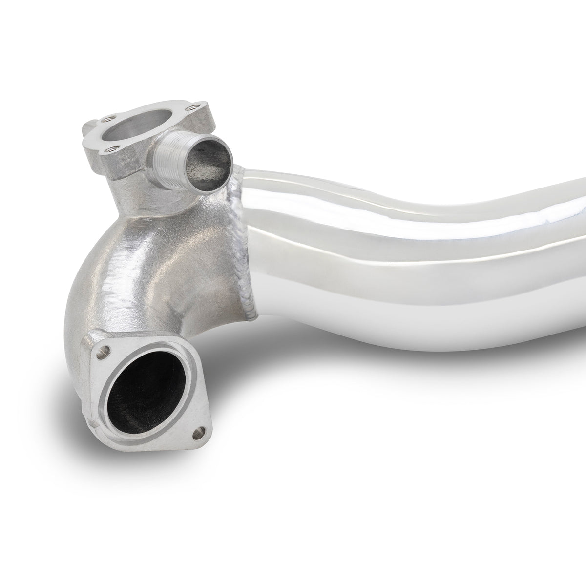 Mishimoto 2024+ Ford Mustang EcoBoost Charge Pipes - Polished - MMICP-MUS4-24P for 2024-2026 Ford Mustang - angle view