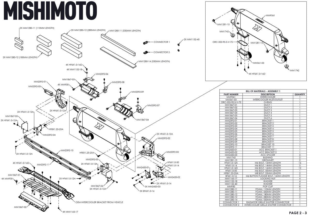 Mishimoto 21+ Bronco 2.3L High Mount INT Kit BK Core P Pipes - MMINT-BR23-21HKBKP for 2021-2026 Ford Bronco - additional view