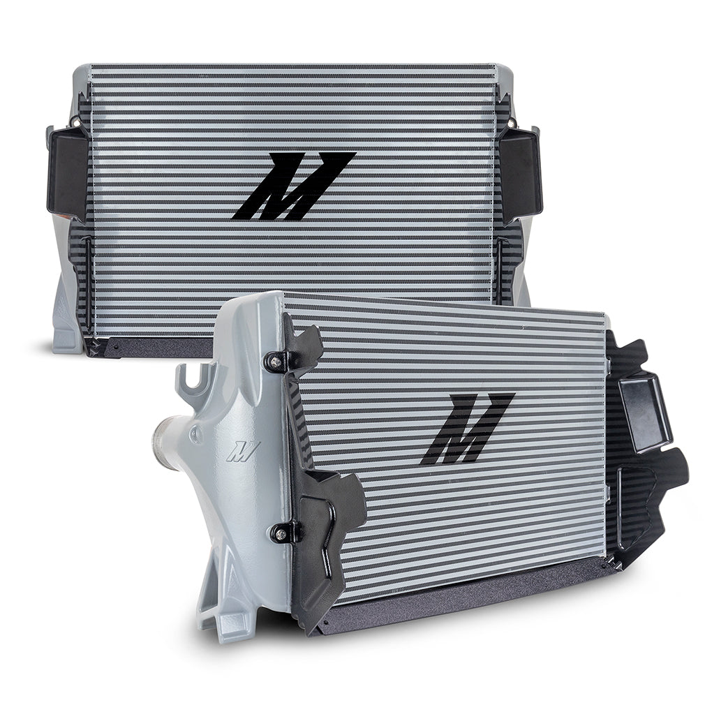 Mishimoto 2019+ Ram 6.7L Cummins Intercooler Kit / SL Cooler - WBK Pipes - MMINT-RAM-19KSLWBK for 2019-2024 Ram 2500 - angle 