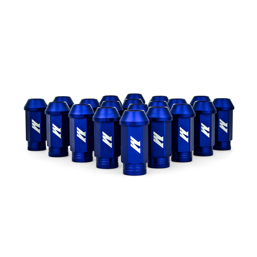 Mishimoto Aluminum Locking Lug Nuts M12x1.5 20pc Set Blue - MMLG-15-20LBL for 2013-2018 Ford Focus ST - angle view