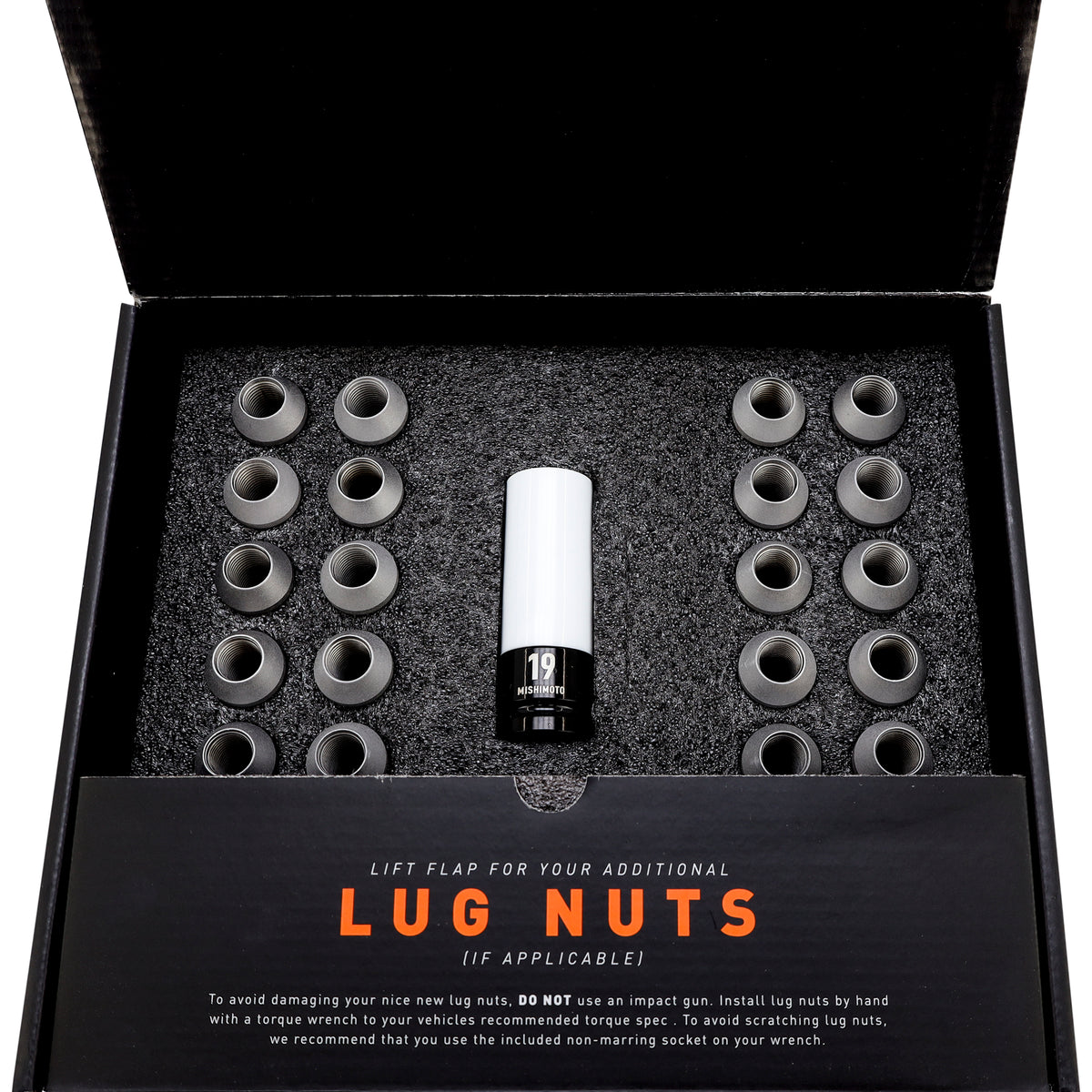 Mishimoto Steel Locking Lug Nuts M14x1.5 24pc Set Black - MMLG-M14-24LBK for 1999-2025 Cadillac Escalade - close-up