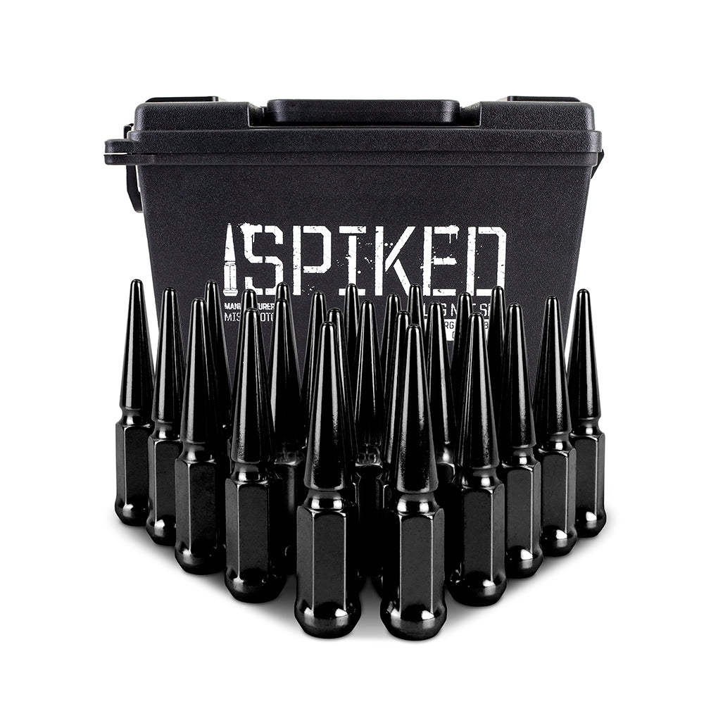 Mishimoto Mishimoto Steel Spiked Lug Nuts M12 x 1.5 24pc Set Black - MMLG-SP1215-24BK for 1995-2023 Toyota Tacoma - angle vie