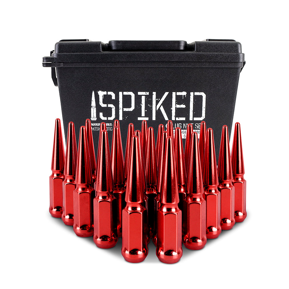 Mishimoto Mishimoto Steel Spiked Lug Nuts M14 x 1.5 24pc Set Red - MMLG-SP1415-24RD for 1999-2025 Cadillac Escalade - install