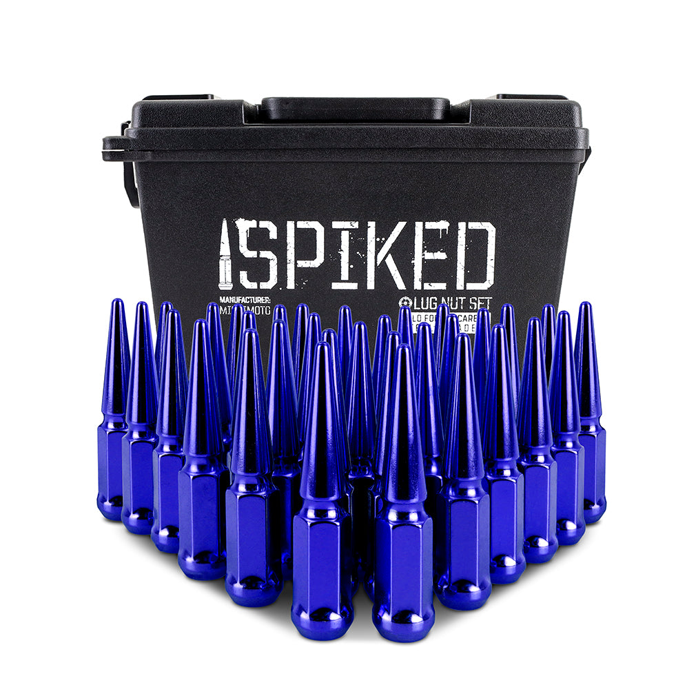 Mishimoto Mishimoto Steel Spiked Lug Nuts M14 x 1.5 32pc Set Blue - MMLG-SP1415-32BL for 2003-2025 Chevrolet Express 3500 - i