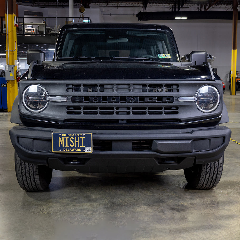 Mishimoto 2021+ Ford Bronco Plastic Bumper License Plate Relocation - MMLP-BR-21S for 2021-2026 Ford Bronco - side view
