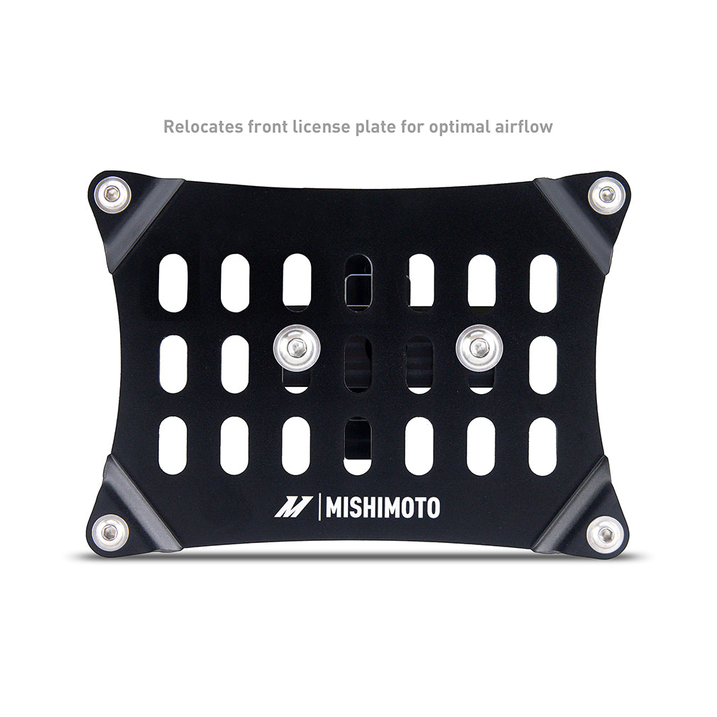 Mishimoto 24+ Ford Mustang 2.3L EcoBoost License Plate Relocation Kit - MMLP-MUS4-24 for 2024-2026 Ford Mustang - angle view